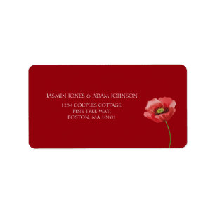 Simple Crimson Red Poppy Floral Wedding Label
