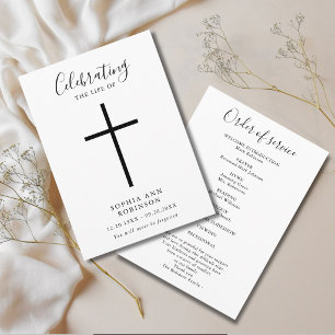 Simple Cross Celebration of Life Order of Service Programme