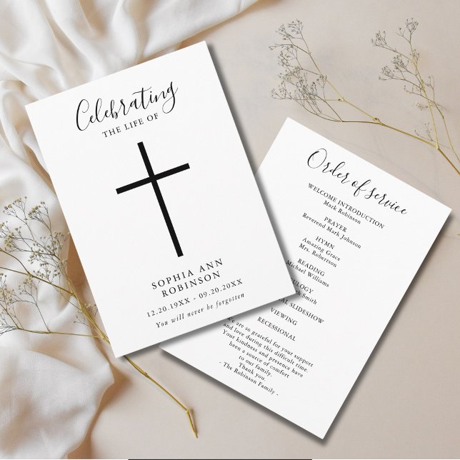 Simple Cross Celebration of Life Order of Service Programme (Creator Uploaded)