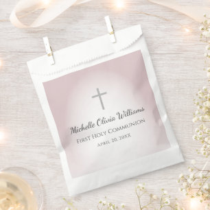 Simple Cross Elegant Rose Gold First Communion  Favour Bags