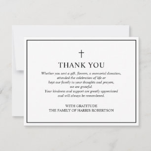 Simple Cross Funeral Flat Thank You Card
