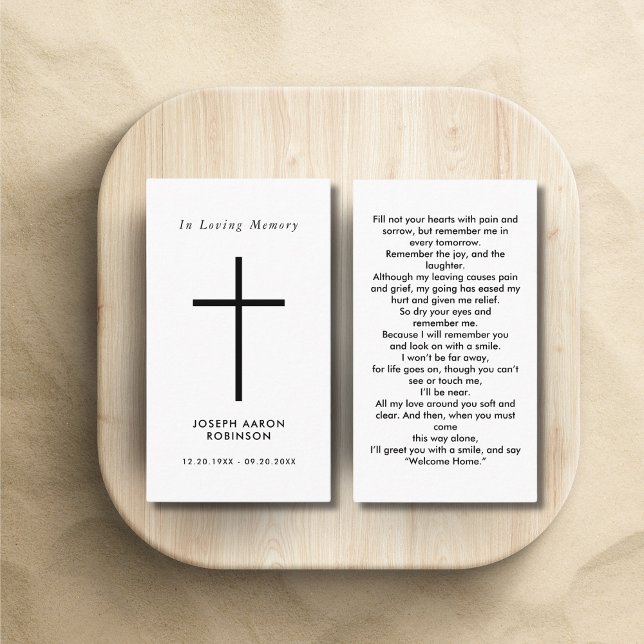 Simple Cross Funeral Memorial Prayer Card (Creator Uploaded)