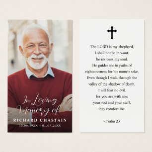 Simple Cross Funeral Memorial Prayer Photo Card