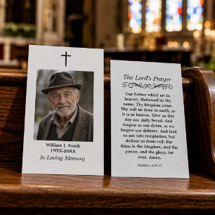 Simple Cross Funeral Memorial Prayer Photo Card