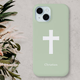 Simple Cross Green iPhone 15 Case