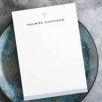 Simple cross masculine name dusty blue border flat