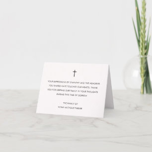 Simple Cross Off White Funeral Acknowledgement Thank You Card