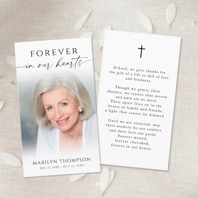 Simple Cross Photo  Funeral Memorial Prayer Card (Creator Uploaded)