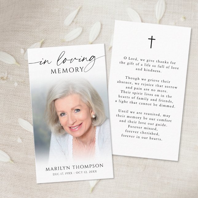 Simple Cross Photo  Funeral Memorial Prayer Card (Creator Uploaded)