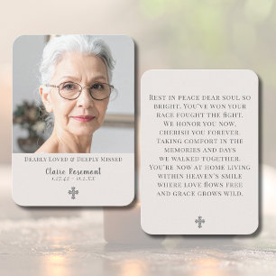 Simple Cross Photo Funeral Prayer Card