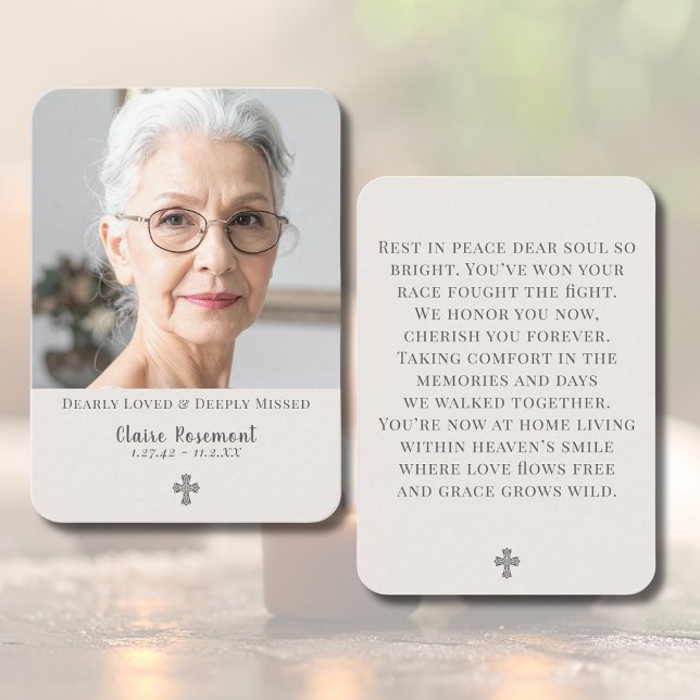 Simple Cross Photo Funeral Prayer Card (Simple Cross Photo Funeral Prayer Card
)