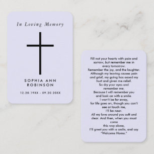 Simple Cross Purple Lavender Memorial Modern Card
