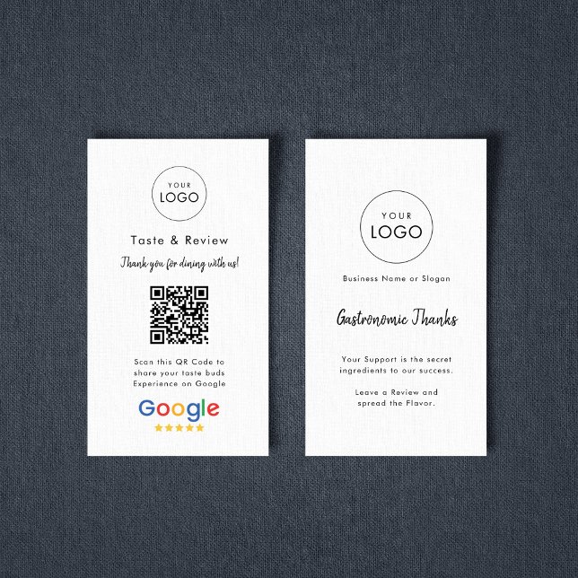 Simple Culinary Google Review QR Code Logo Business Card (Creator Uploaded)