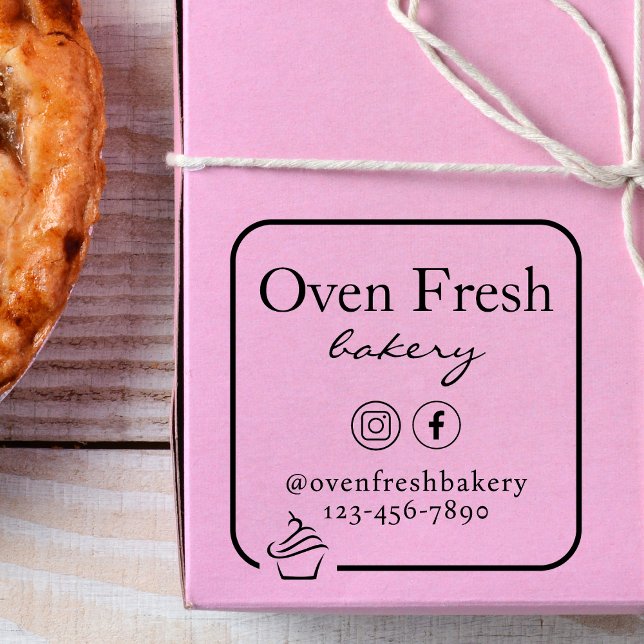 Simple Cupcake Business Name Bakery Self-inking Stamp (Creator Uploaded)