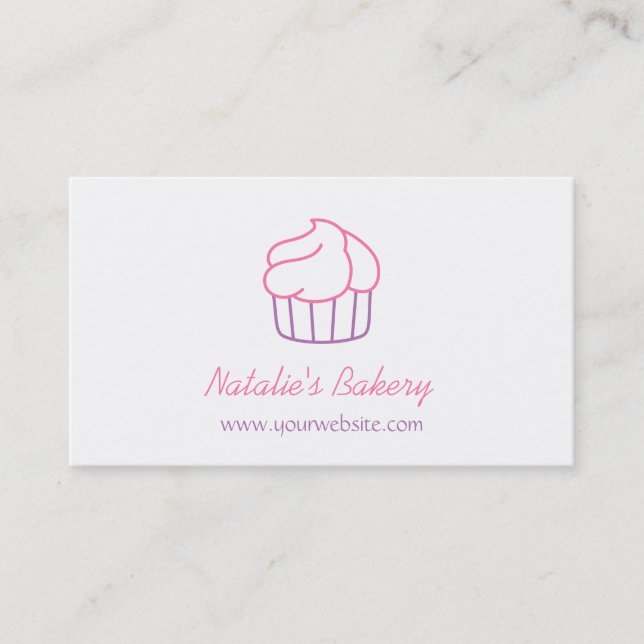 Simple Cupcake Doodle Artisan Bakery Business Card (Front)