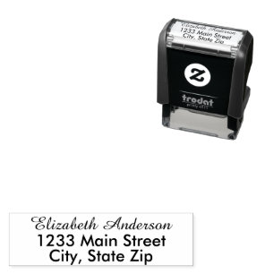 Simple Cursive Script Name Printed Return Address Self-inking Stamp
