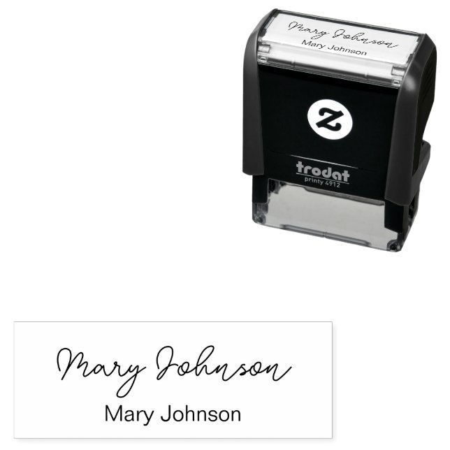 Simple "Cursive" Signature & Printed Name Template Self-inking Stamp (In Situ)