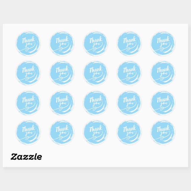 Simple Cursive Thank you Blue Classic Round Sticker (Sheet)