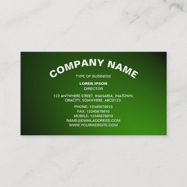 Simple Curved Text 06 - Green Business Card (Front)