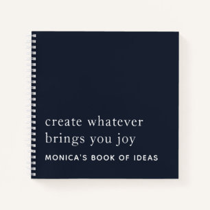 Simple Custom 2 Motivational Quotes White Navy Notebook