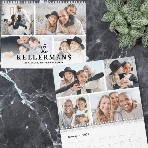 Simple Custom 4 Photo Collage 2027 Calendar