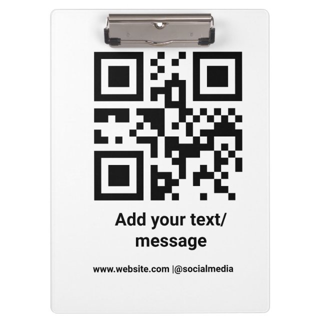 simple custom barcode add your text website QR Cla Clipboard (Front)