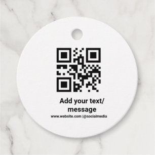 simple custom barcode add your text website QR Cla Favour Tags