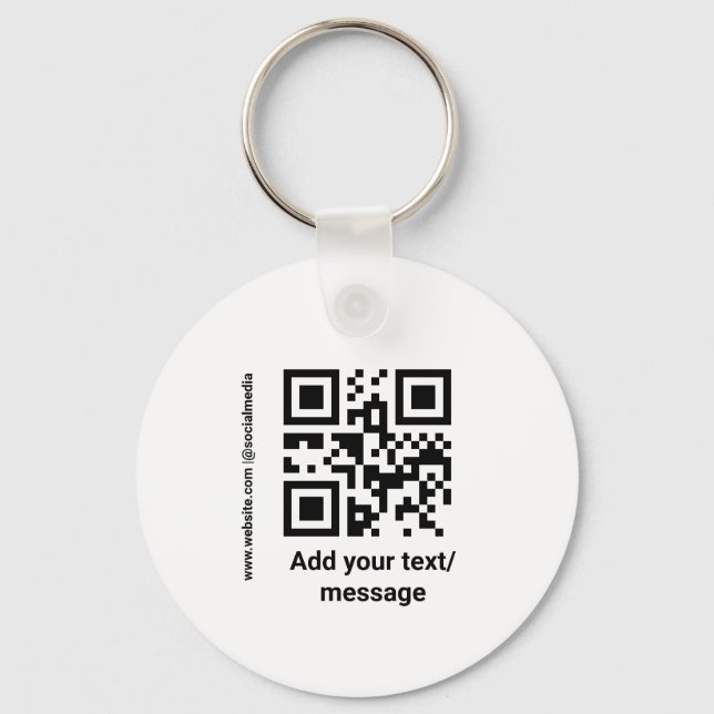 simple custom barcode add your text website QR Cla Key Ring (Front)