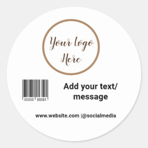 simple custom barcode add your text website QR Sq Classic Round Sticker