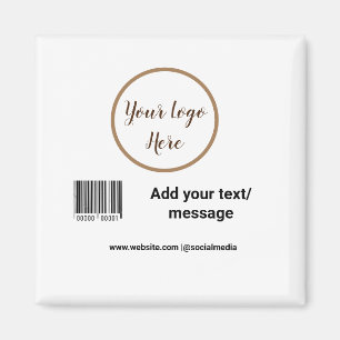 simple custom barcode add your text website QR  Sq Magnet