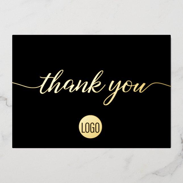 Simple Custom Black logo Business Thank you  (Front)