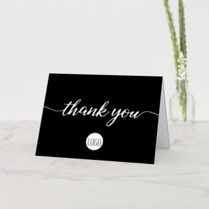 Simple Custom Black logo Business Thank you Foil Greeting Card