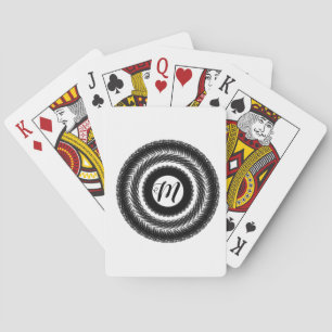 simple custom BLACK mandala monogram add your name Playing Cards