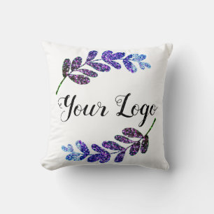 simple custom blue purple black leaves add logo cushion