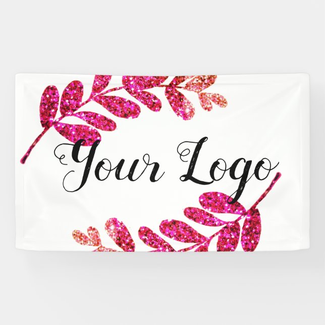 simple custom blue purple black leaves add logo  t banner (Horizontal)