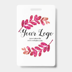 simple custom blue purple black leaves add logo  t ID badge