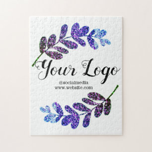 simple custom blue purple black leaves add logo  t jigsaw puzzle