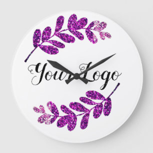 simple custom blue purple black leaves add logo t large clock