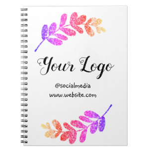 simple custom blue purple black leaves add logo t notebook