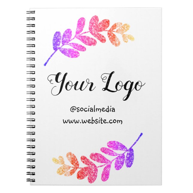 simple custom blue purple black leaves add logo  t notebook (Front)