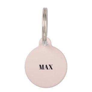 Simple custom blush pink minimalist dog Name info Pet Tag