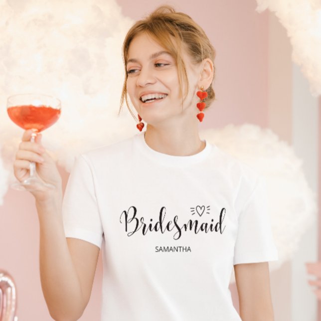 Simple Custom Bridesmaid Name Script Bachelorette T-Shirt (Creator Uploaded)