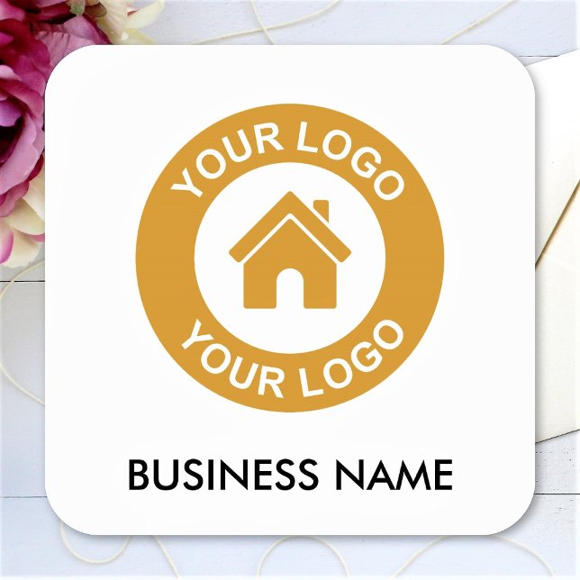 Simple Custom Business Logo Name Text Square Sticker (Creator Uploaded)