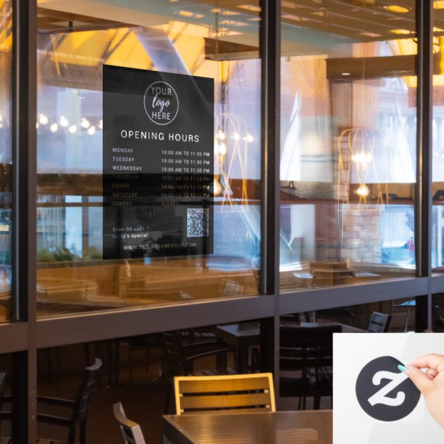 Simple Custom Business logo Opening Hours  (Restaurant Window)
