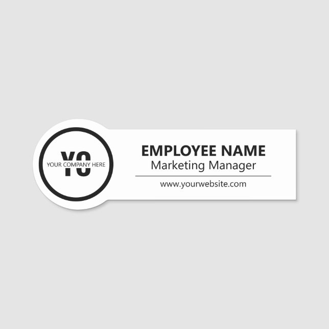 Simple Custom Business Logo Personalised Monogram Name Tag (Front)