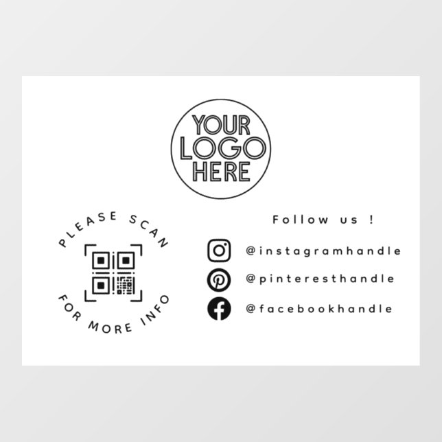 Simple Custom Business Logo QR Code Social Media (Sheet)
