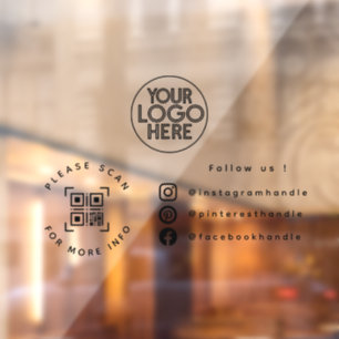 Simple Custom Business Logo QR Code Socials Clear