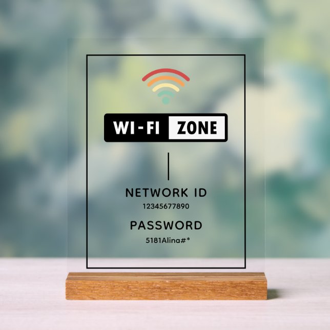Simple Custom Business Wifi Password & Network Acrylic Sign (Neutral)
