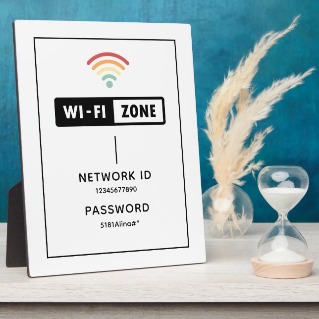 Simple Custom Business Wifi Password & Network Plaque (Side)