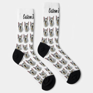 Simple Custom Cat Pet Photo Personalised Text Sock